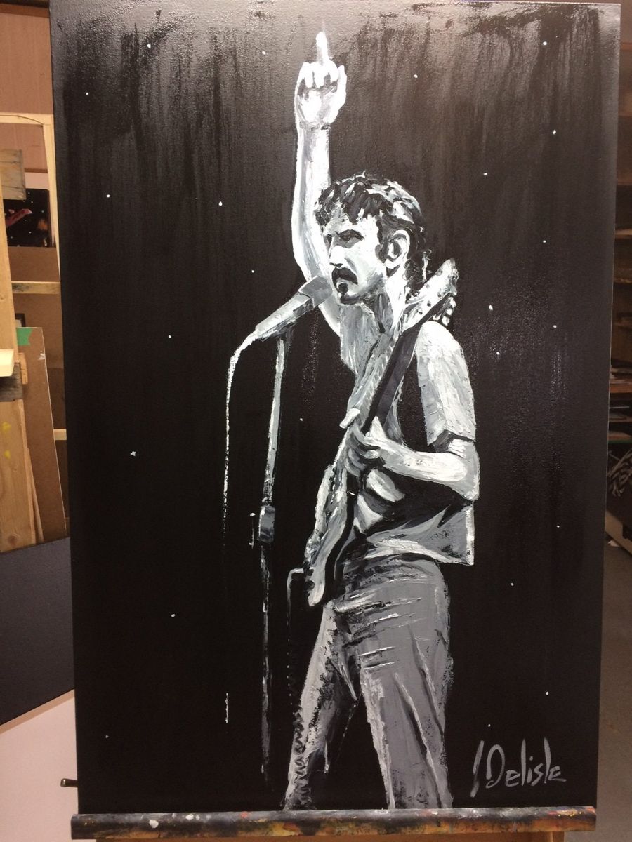 Zappa, troisième étape : détails de la guitare et du pied de micro, signature en bas