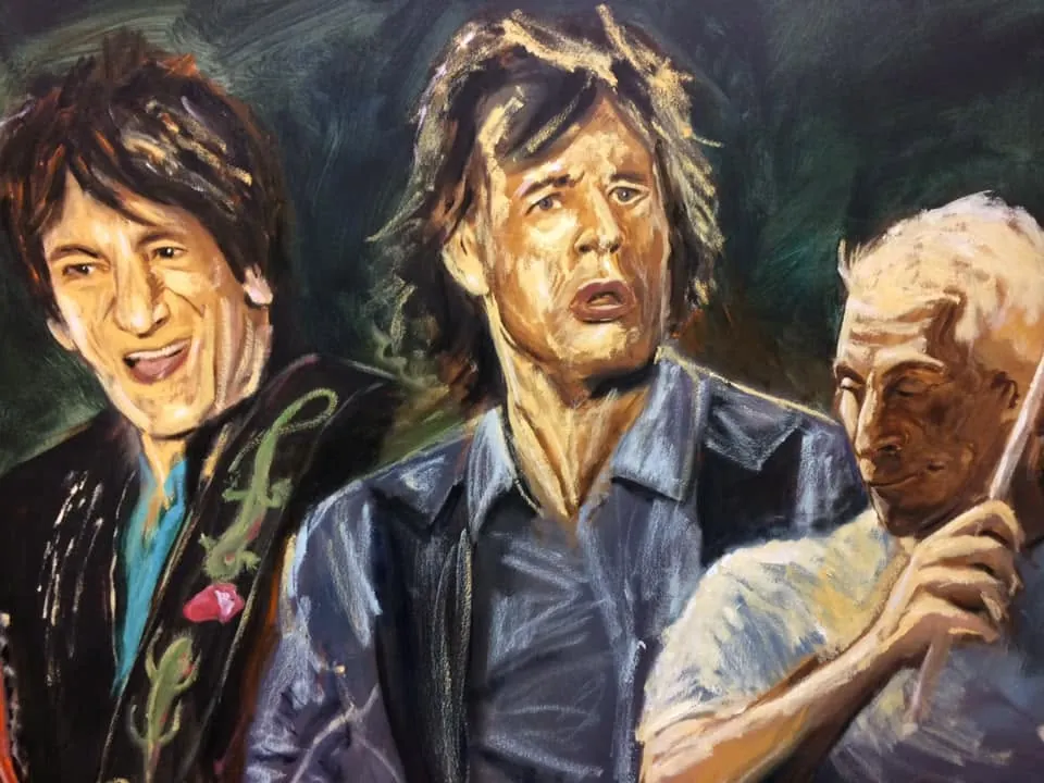 Toile des Rolling Stones accrochée dans le corridor de la bibliothèque d'Alma